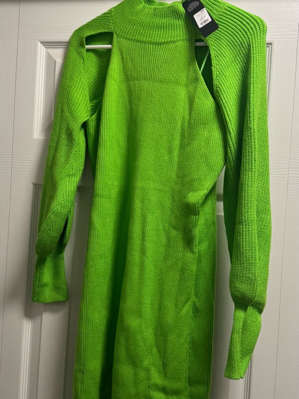 Fashion Nova Neon Green Ribbed Sweater Mini Dress - Picture 6 of 8